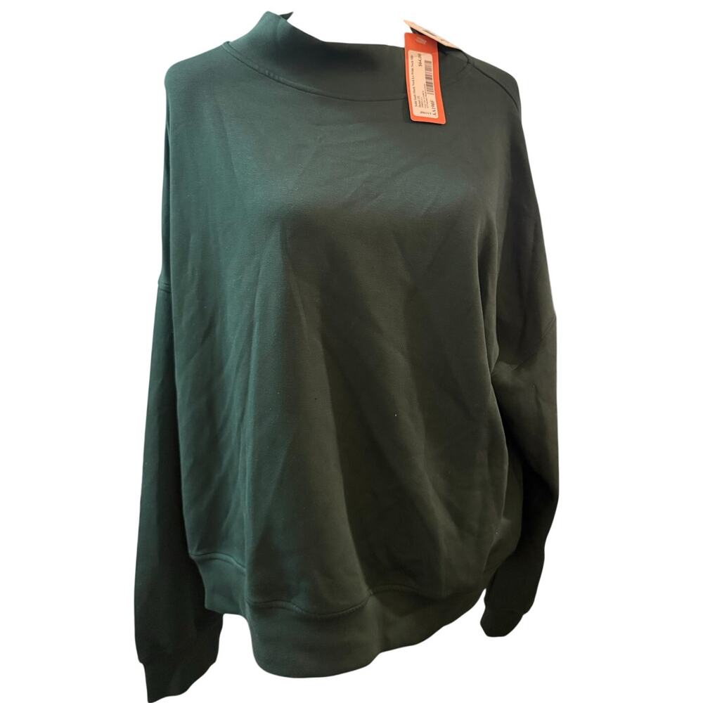 Cozy Casual Mock Neck Dolman Sleeve Pullover, Forest Green, Plus Size 2XL, NWT